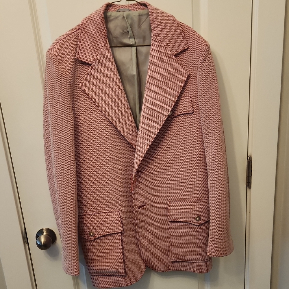 Men's Pink Textured Blazer Jacket